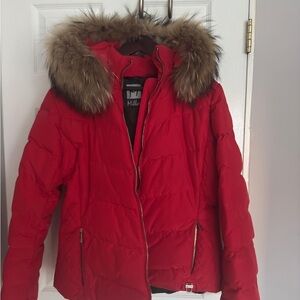 M Miller Women's Red Ski Jacket with Fur Hood